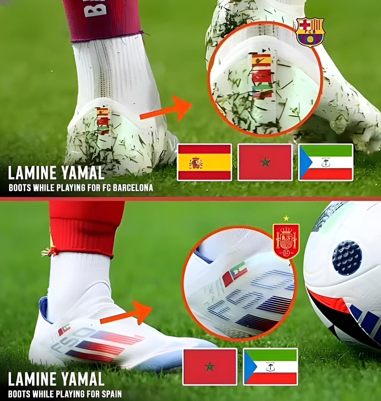 Explained: Why Barcelona wonderkid Lamine Yamal has two nations’ flags on his boots for Spain at Euro 2024