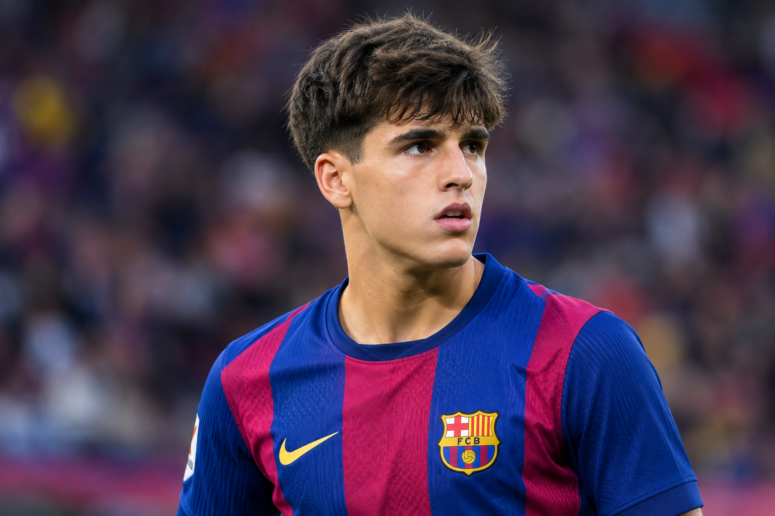 Pau Cubarsí in a Barcelona shirt
